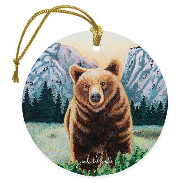 Bear Christmas Tree Ornament & Holiday Decor Ceramic Ornament Watercolor Art from Sarah Webster Smith