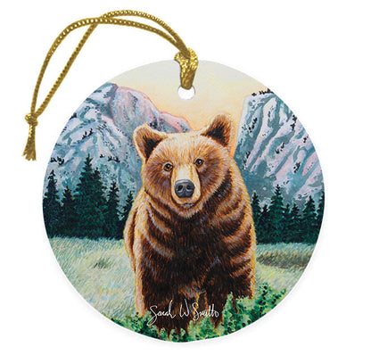 Bear Christmas Tree Ornament & Holiday Decor Ceramic Ornament Watercolor Art from Sarah Webster Smith