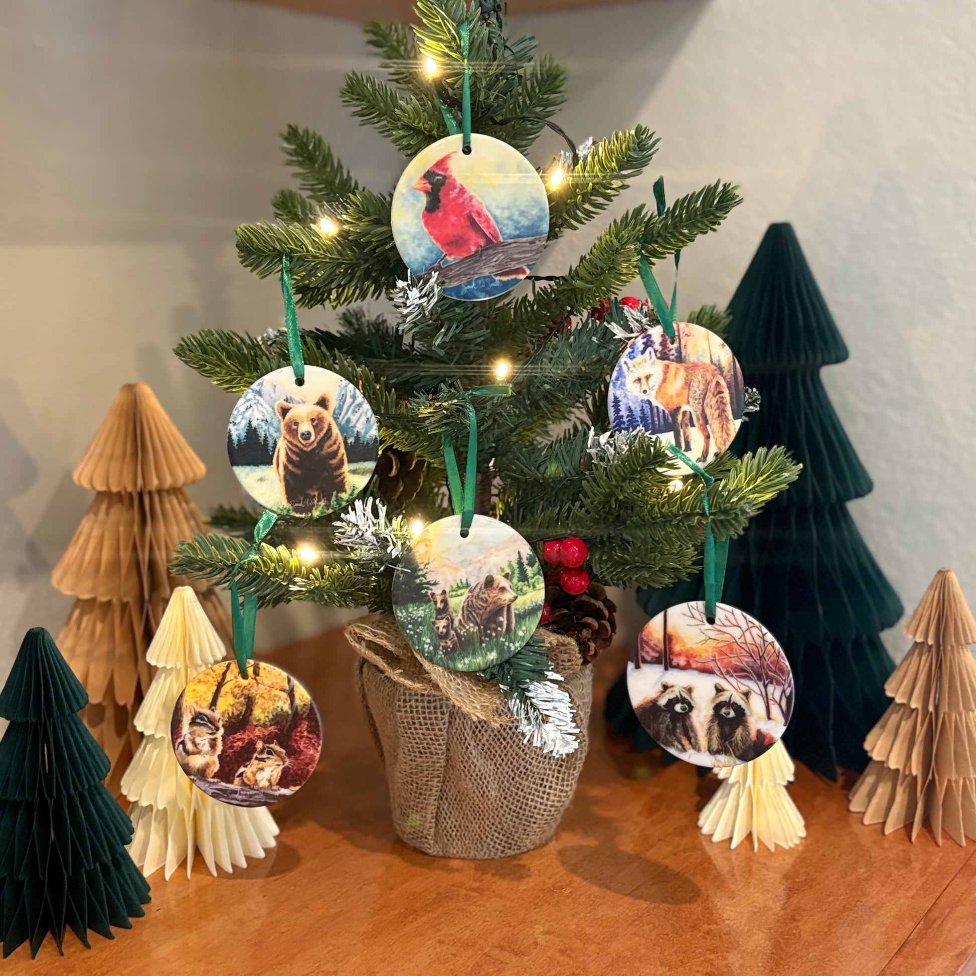 Christmas Tree Ornament Collection & Holiday Decor Ceramic Ornaments Watercolor Art from Sarah Webster Smith