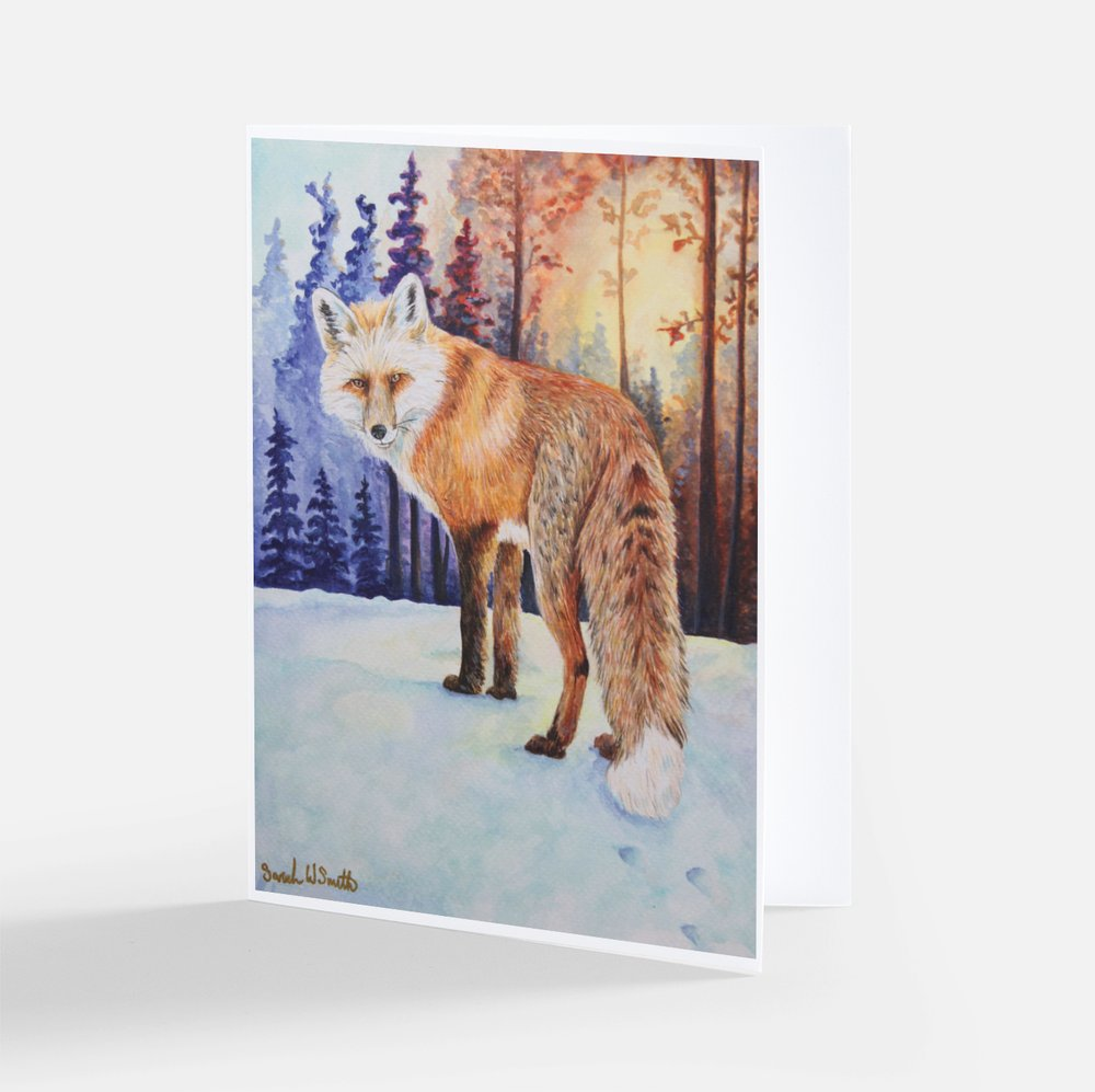 Fox Watercolor Art - Stationary Cards Watercolor Collection - Holiday Cards - Christmas Cards - Watercolor Art by Sarah Webster Smith