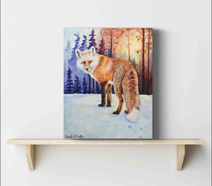 Fox Painting Watercolor Animal Nature Forest Original Wall Art "Follow Me" by Sarah Webster Smith