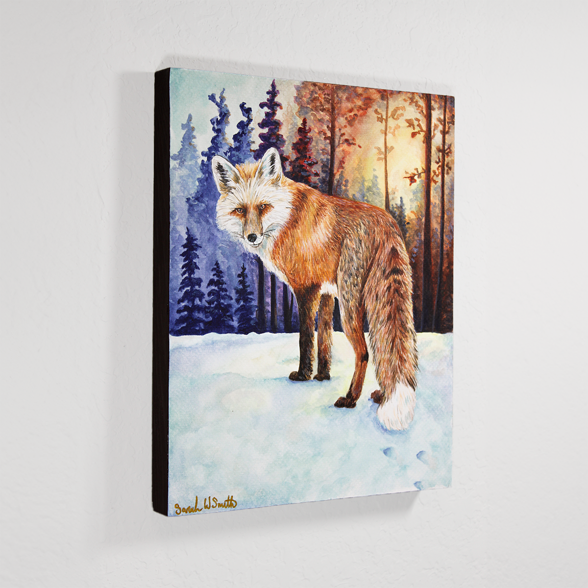 Fox Painting Watercolor Animal Nature Forest Original Wall Art "Follow Me" by Sarah Webster Smith