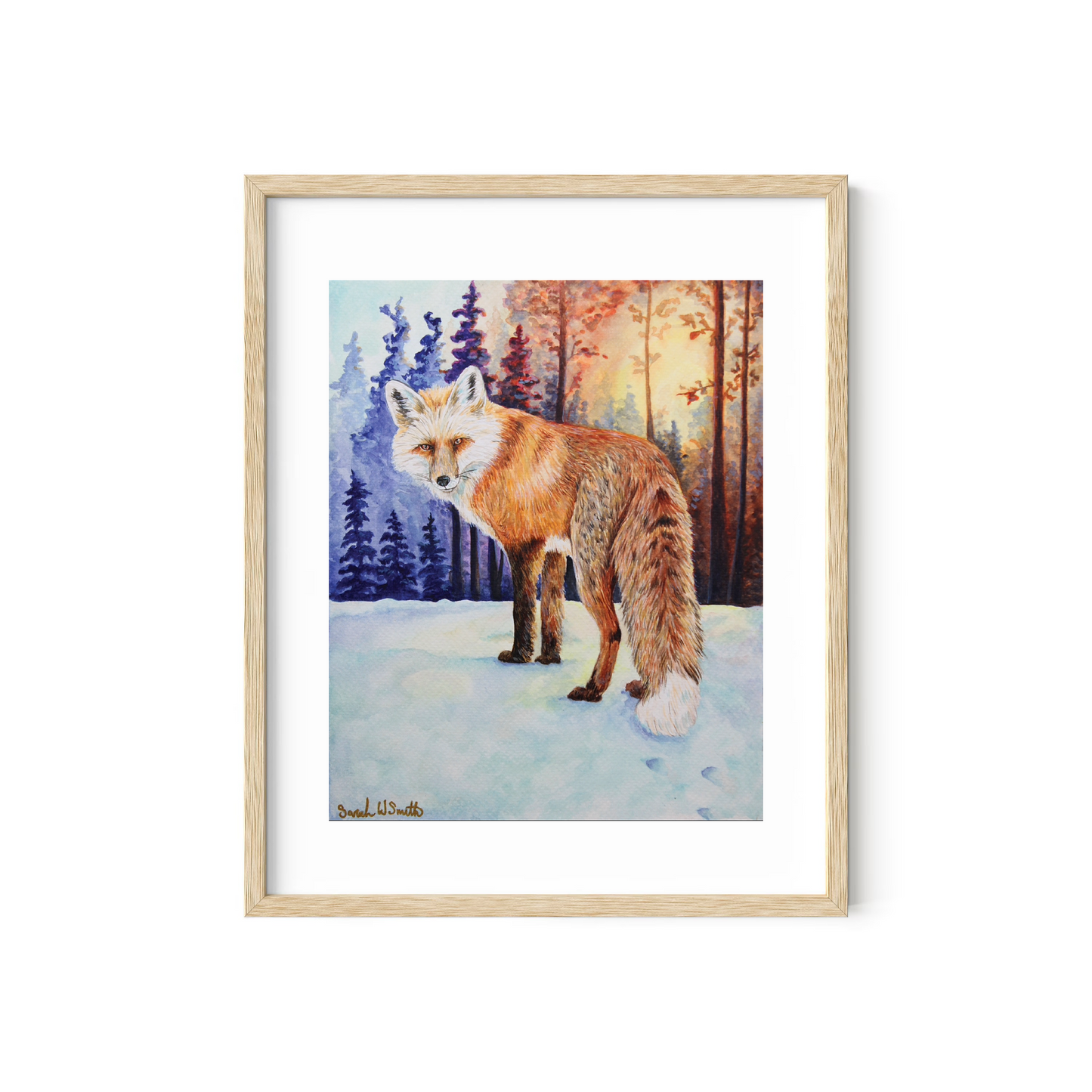 Fox Painting Watercolor Animal Nature Forest Wall Art Print "Follow Me" by Sarah Webster Smith