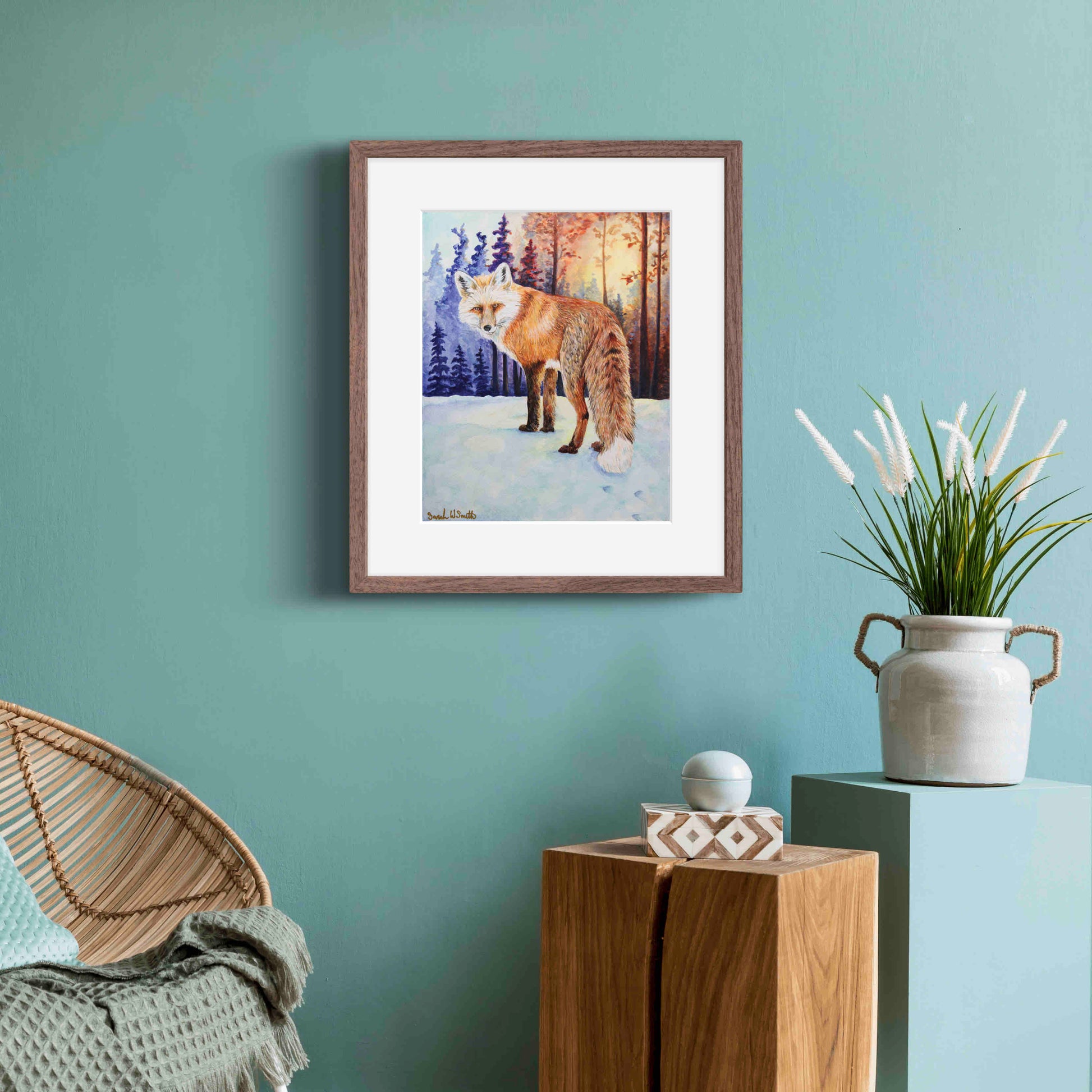 Fox Painting Watercolor Animal Nature Forest Wall Art Print "Follow Me" by Sarah Webster Smith