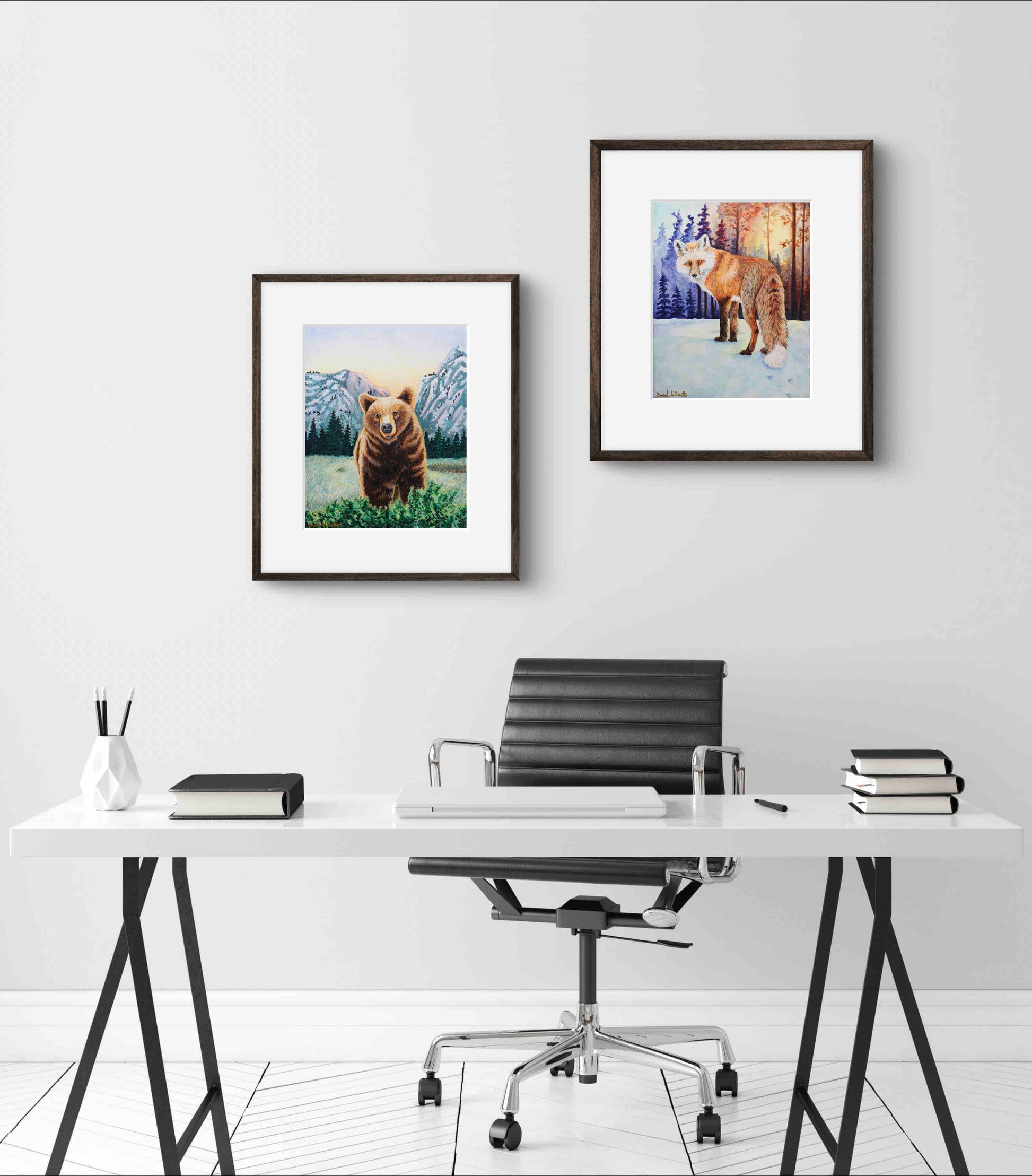 Fox Painting Watercolor Animal Nature Forest Wall Art Print "Follow Me" by Sarah Webster Smith