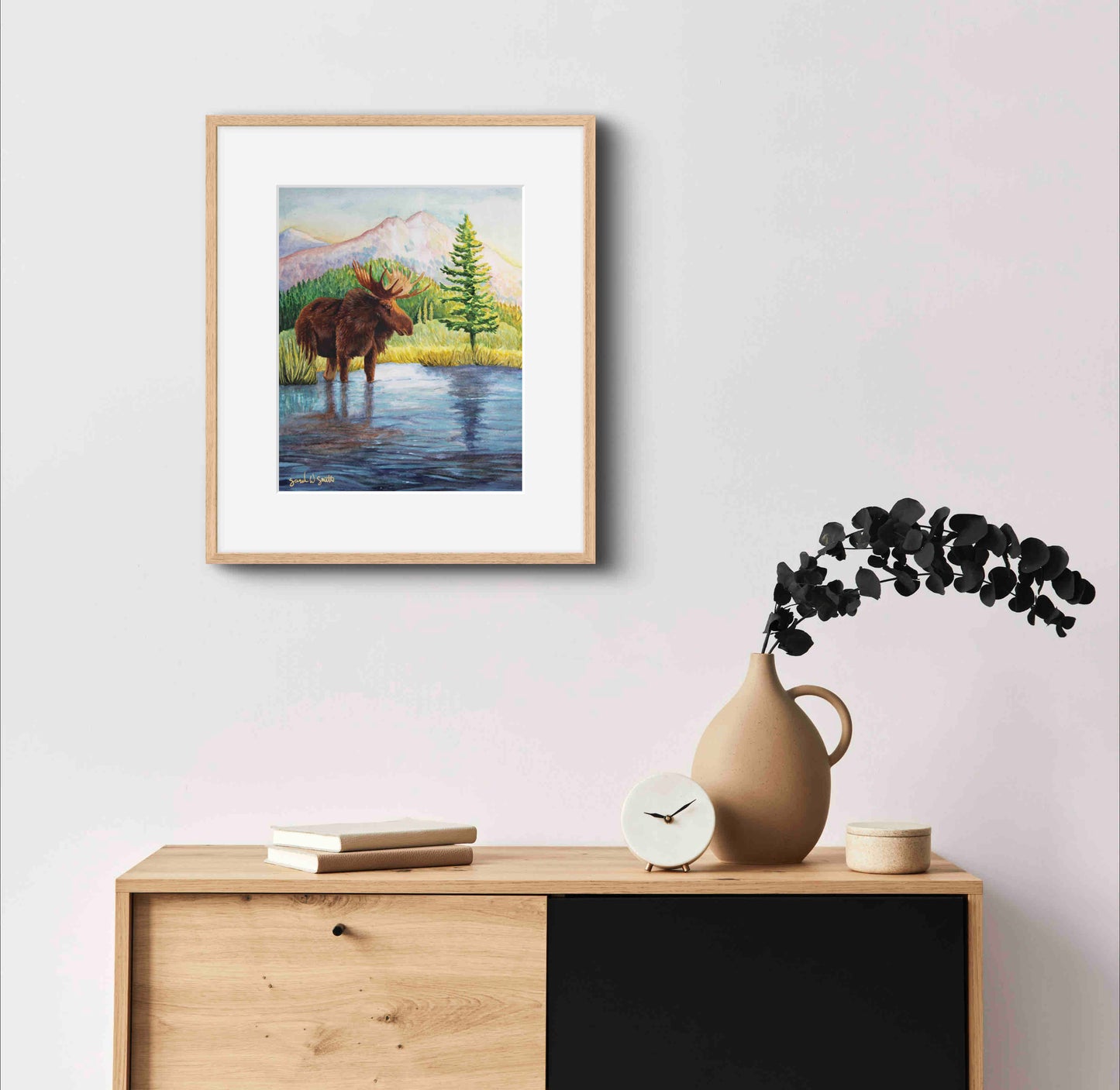 Moose Nature Watercolor Mountain Meadow "Highland Hues" Limited-Edition Art Prints By Sarah Webster Smith
