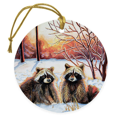 Raccoon Christmas Tree Ornament & Holiday Decor Ceramic Ornament Watercolor Art from Sarah Webster Smith