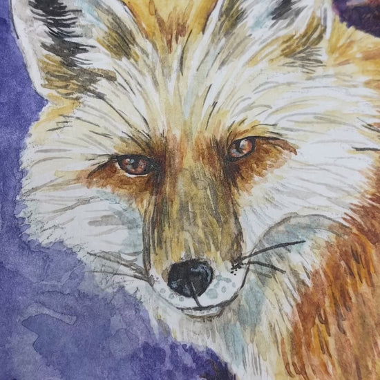 Fox Painting Watercolor Animal Nature Wall Original Art "Follow Me" by Sarah Webster Smith